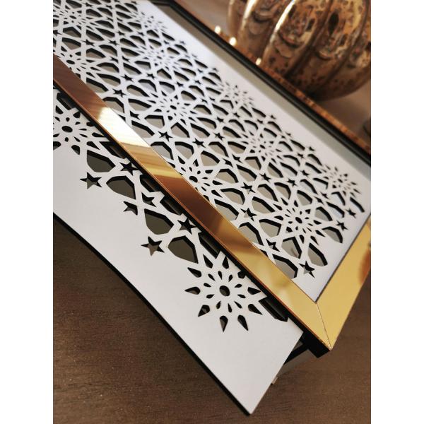  Seljuk Motif - Sliding Lid and Mirrored Gold Plexi Applied White Box (21x30x3,5cm)
