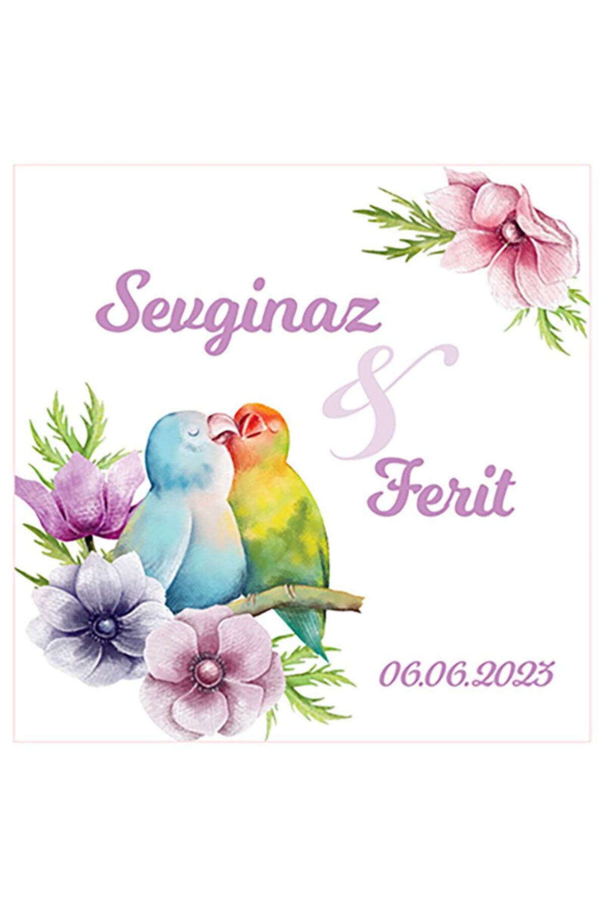 Sevgililer%20As?ık%20Papag?anlar%20Düğün%20Hediyelik%20Etiket%203cm%20-%20Kuşe%20Sticker