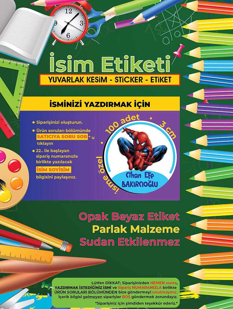 Okul%20Etiketi%20Kalem%20Defter%20Etiketi,%20Örümcek%20Adam,%20Spider%20Man%20Etiketi%20-%20100%20Adet%203cm%20Opak%20Sticker