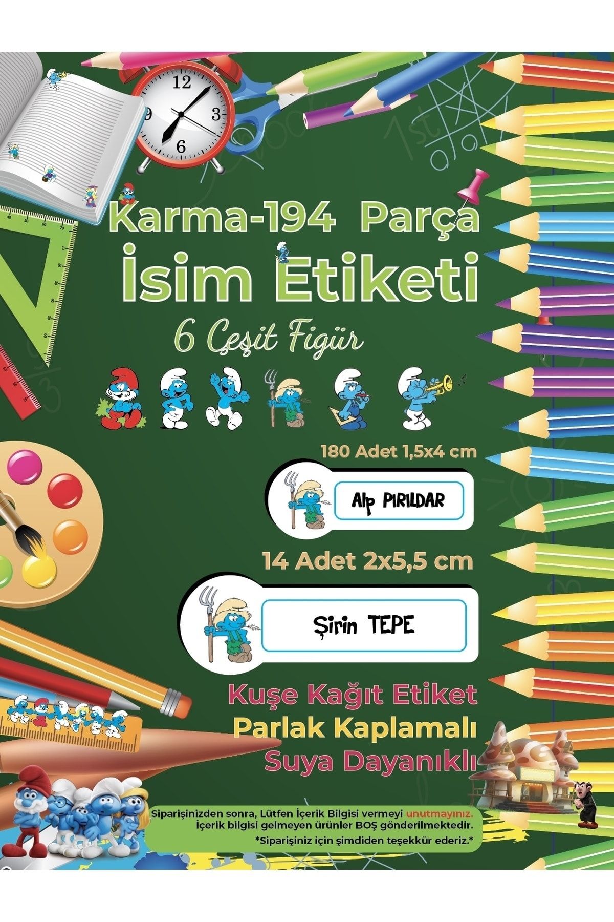 Okul%20Etiketi%20Kalem%20Defter%20Etiketi,%20Şirinler%20v1%20Etiketi%20-%20194%20Adet%20Opak%20Sticker