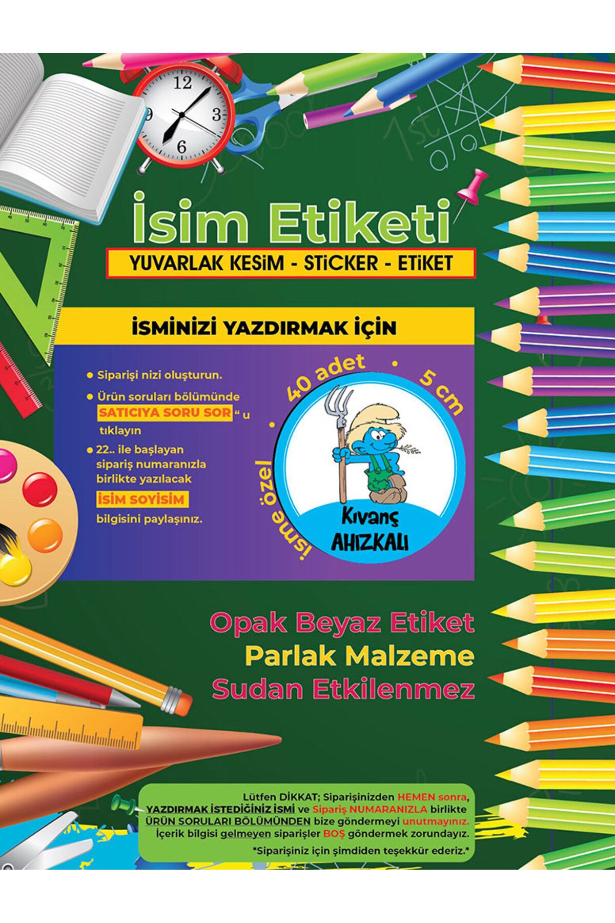 Okul%20Etiketi%20Kalem%20Defter%20Etiketi,%20Şirinler%20V1%20Etiketi%20-%2040%20Adet%205cm%20Opak%20Sticker