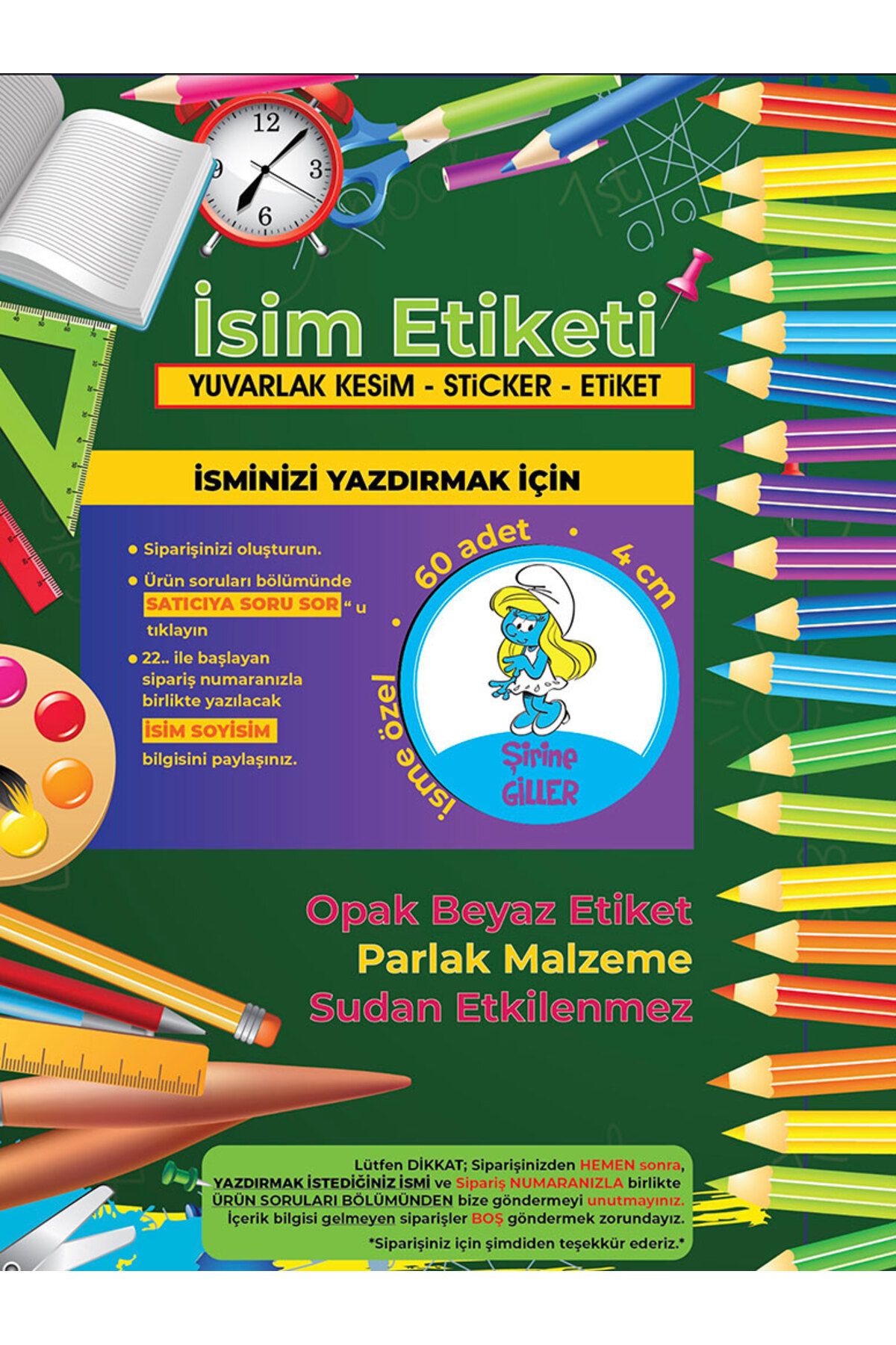 Okul%20Etiketi%20Kalem%20Defter%20Etiketi,%20Şirinler%20V2%20Etiketi%20-%2060%20Adet%204cm%20Opak%20Sticker