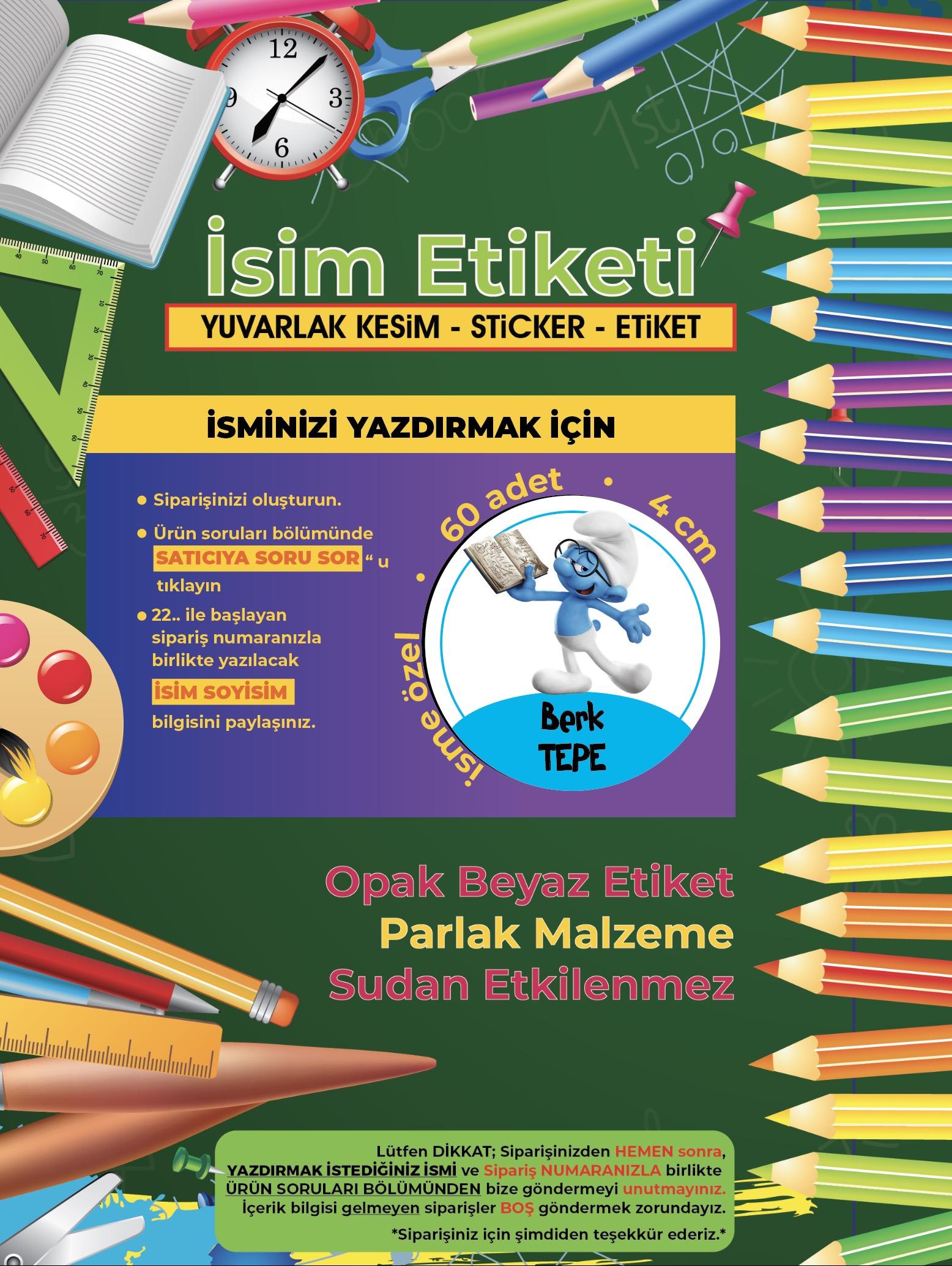 Okul%20Etiketi%20Kalem%20Defter%20Etiketi,%20Şirinler%20V3%20Etiketi%20-%2060%20Adet%204cm%20Opak%20Sticker