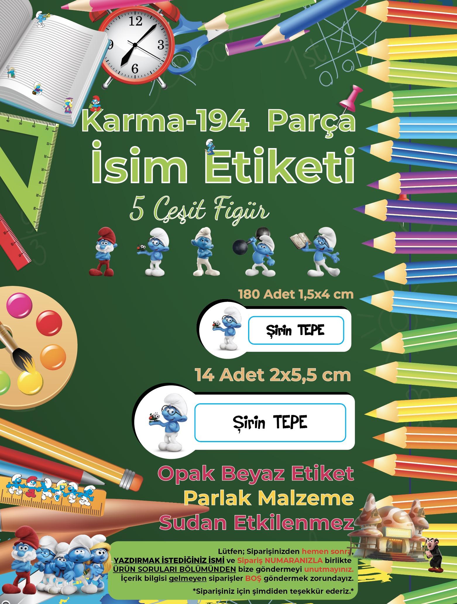 Okul%20Etiketi%20Kalem%20Defter%20Etiketi,%20Şirinler%20v3%20Etiketi%20-%20194%20Adet%20Opak%20Sticker