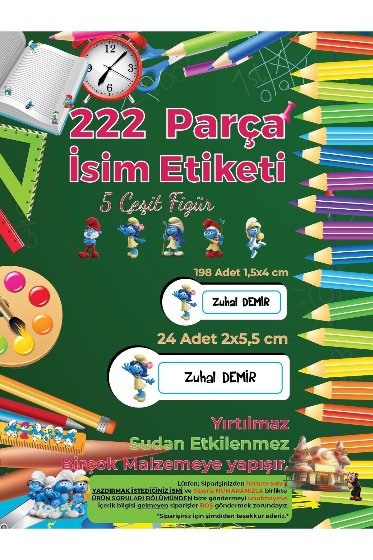 Okul%20Etiketi%20Kalem%20Defter%20Etiketi,%20Şirinler%20V4%20Etiketi%20-%20222%20Adet%20Folyo%20Sticker