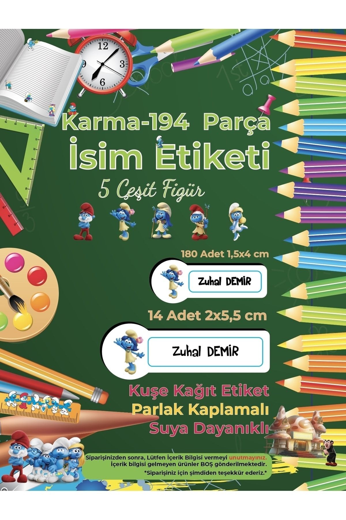 Okul%20Etiketi%20Kalem%20Defter%20Etiketi,%20Şirinler%20v4%20Etiketi%20-%20194%20Adet%20Opak%20Sticker