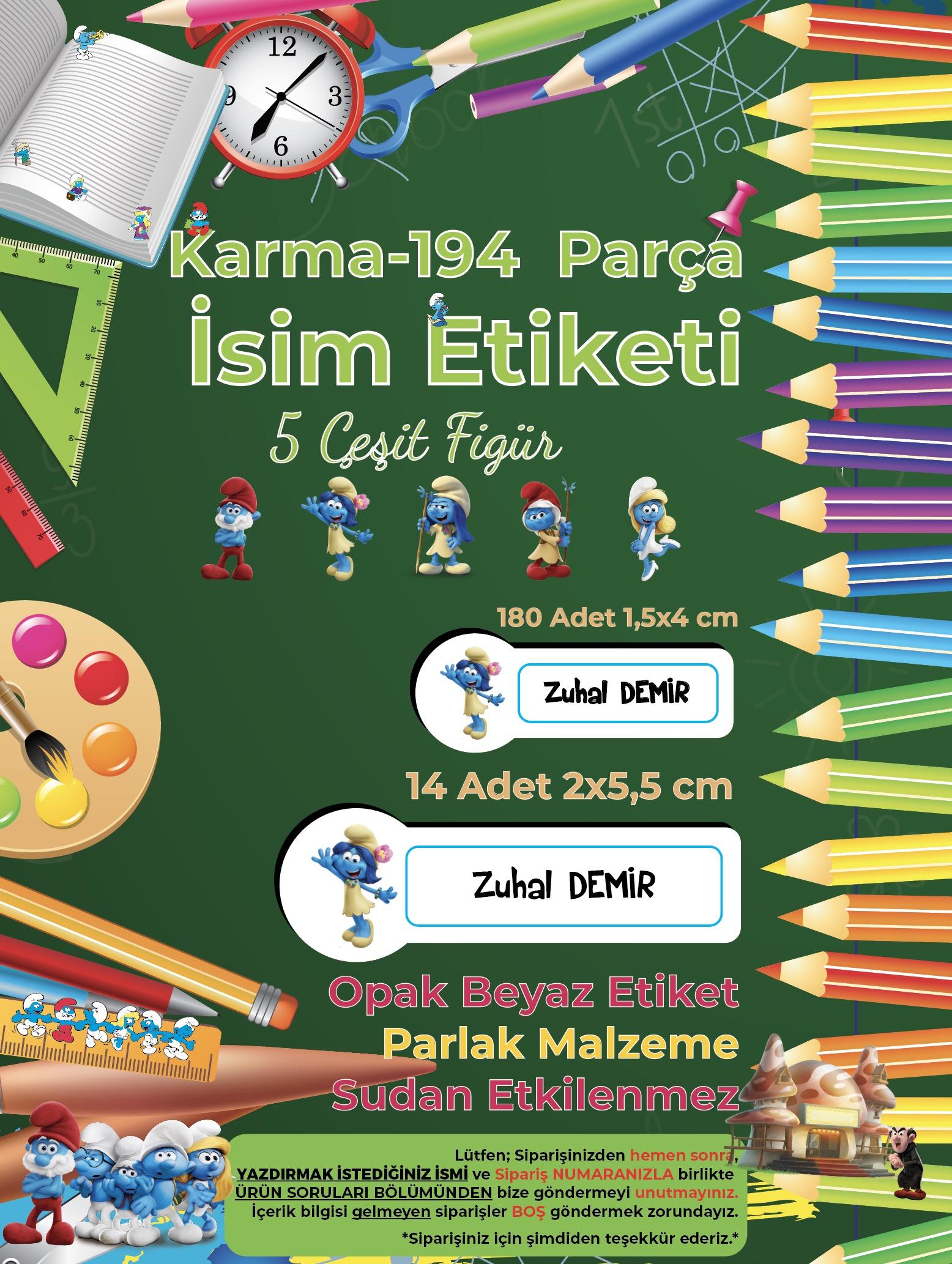 Okul%20Etiketi%20Kalem%20Defter%20Etiketi,%20Şirinler%20v4%20Etiketi%20-%20194%20Adet%20Opak%20Sticker