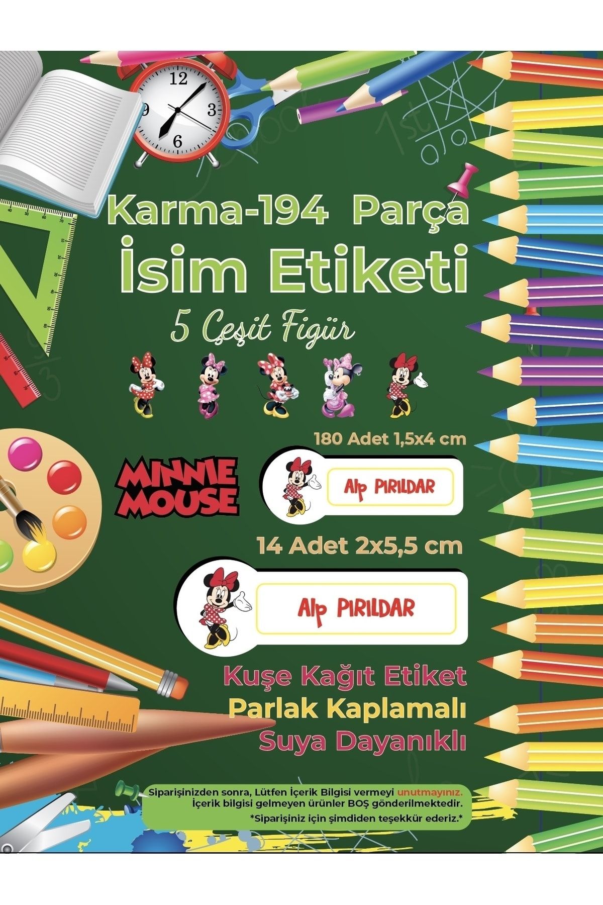 Okul%20Etiketi%20Kalem%20Defter%20Etiketi,%20Minnie%20Mouse%20Etiketi%20-%20194%20Adet%20Opak%20Sticker