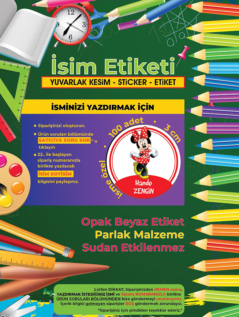 Okul%20Etiketi%20Kalem%20Defter%20Etiketi,%20Minnie%20Mouse%20Etiketi%20-%20100%20Adet%203cm%20Opak%20Sticker