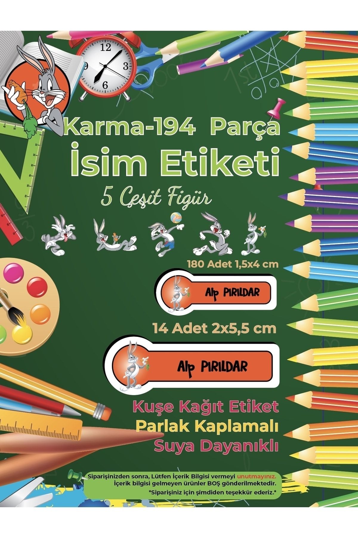 Okul%20Etiketi%20Kalem%20Defter%20Etiketi,%20Bugs%20Bunny%20Etiketi%20-%20194%20Adet%20Opak%20Sticker