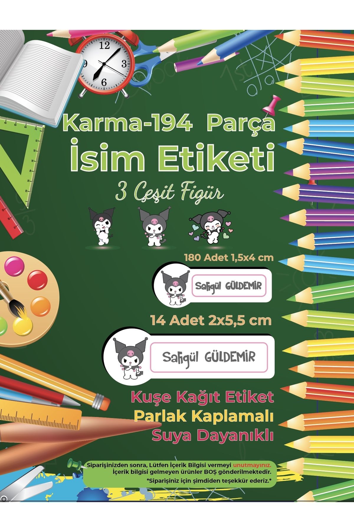 Okul%20Etiketi%20Kalem%20Defter%20Etiketi,%20Kuromi%20Etiketi%20-%20194%20Adet%20Opak%20Sticker