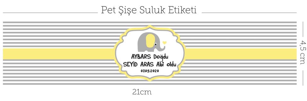 Suluk Pet Şişe ETİKETİ Sarı Fil Concept - 24 Adet