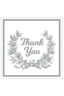 Gri Çelenk Konsept ’’thank You’’ Etiketi, 4cm