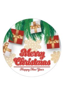 Etiket - Yılbaşı Merry Christmas Etiketi, Ürünlerinize Özel 3 Cm - 130 Adet Folyo Sticker