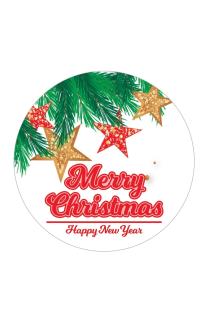 Etiket - Yılbaşı Merry Christmas Etiketi 4, Ürünlerinize Özel 3 Cm - 60 Adet Folyo Sticker