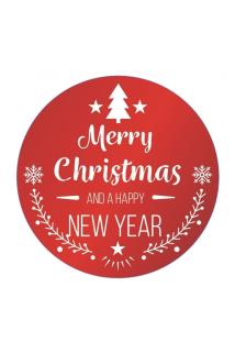 Etiket - Yılbaşı Merry Christmas Etiketi 6, Ürünlerinize Özel 3 Cm - Kuşe Sticker