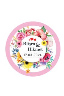 Rengarenk Çiçekler, Hediyelik Etiket 3 Cm - 130 Adet Folyo Sticker