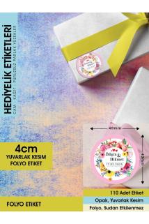 Rengarenk Çiçekler, Hediyelik Etiket 4 Cm - 110 Adet Folyo Sticker