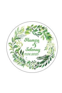 Suluboya Botanik Yeşillik, Hediyelik Etiket 4 Cm - 110 Adet Folyo Sticker