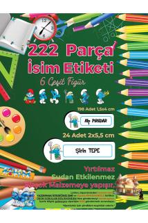 Okul Etiketi Kalem Defter Etiketi - Şirinler V1