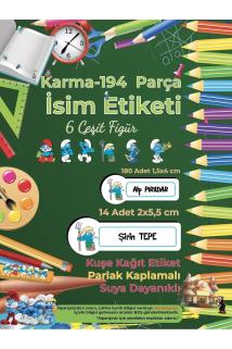 Okul Etiketi Kalem Defter Etiketi - Şirinler v1