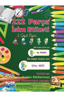 Okul Etiketi Kalem Defter Etiketi - Şirinler V2