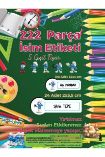 Okul Etiketi Kalem Defter Etiketi - Şirinler V3