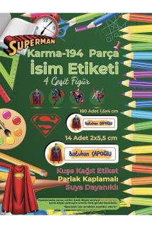 Okul Etiketi Kalem Defter Etiketi - Supermen v2