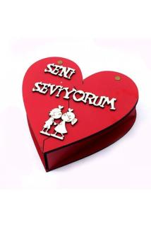 "seni Seviyorum" Yazılı Kalp Kutu 16 Cm